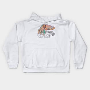 Giant Cuttlefish Doodle-white Kids Hoodie